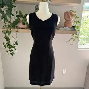 Vintage 90s CDC Petites Black Sheath Dress Size 8 Classic Little Black Dress
